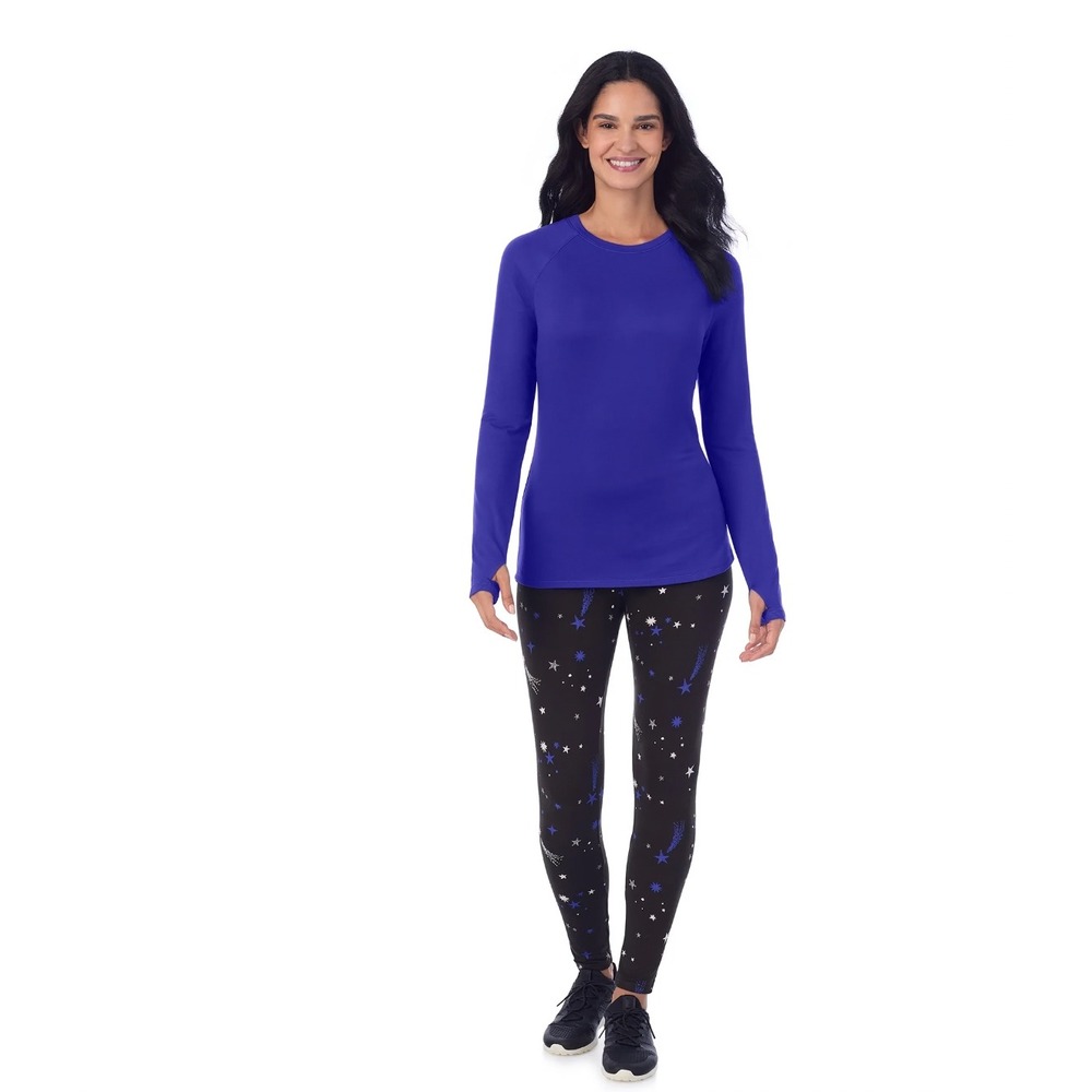 ClimateRight by Cuddl Duds Women Large Pajama Set Purple Star Celestial STARS